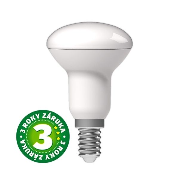 Akce: Prémiová LED žárovka E14 4,9W 470lm R50 teplá, ekv. 40W, 3 roky 3+1